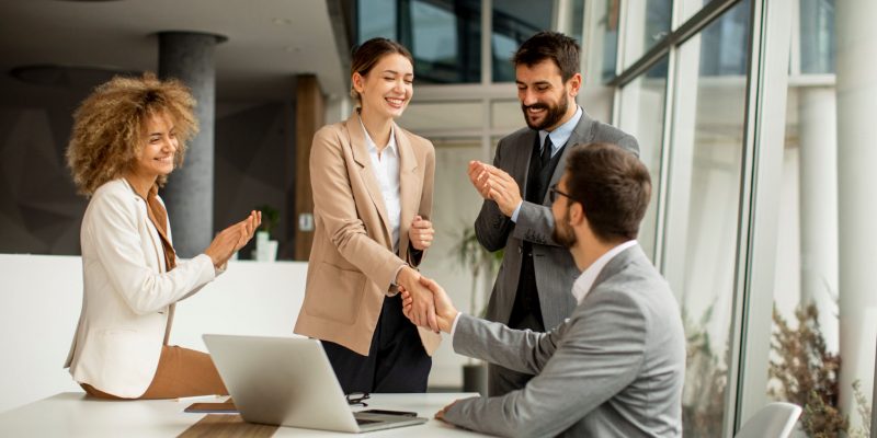 Group of multiethnic young business people working together in the office